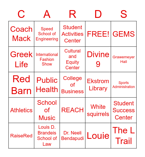 UofL Bingo Card