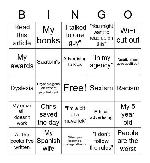 Chris Bingo Card