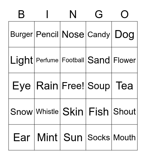 5 Senses! Bingo Card