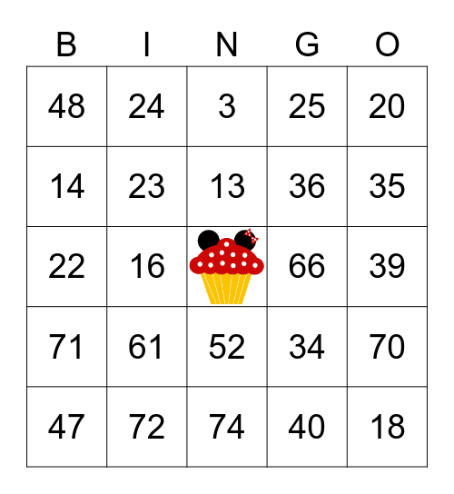 Numbers (1-75) Bingo Card