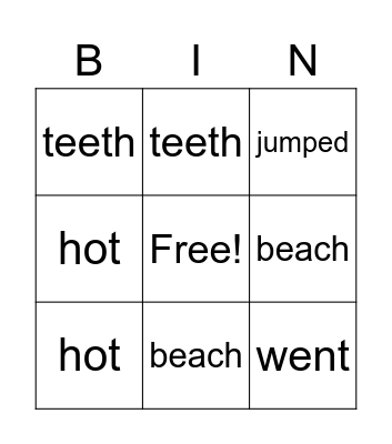 At the Beach Bingo Card