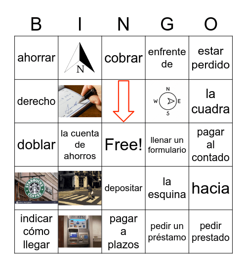 En el banco y cómo llegar Bingo Card