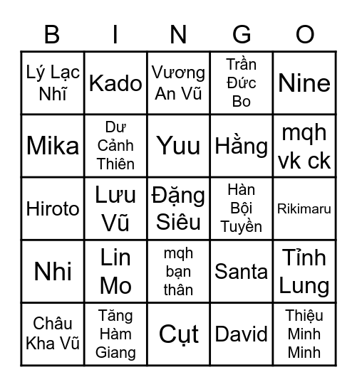 Moa moa da ~ Bingo Card