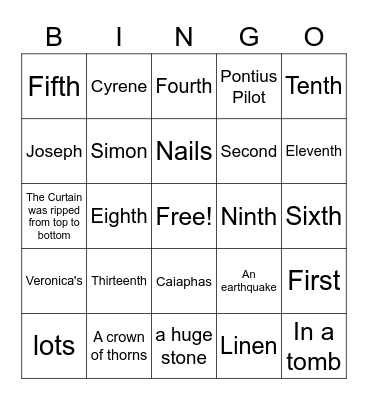 Stations of the Cross Bingo Card