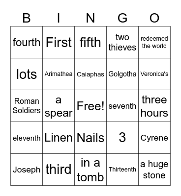 Stations of the Cross Bingo Card