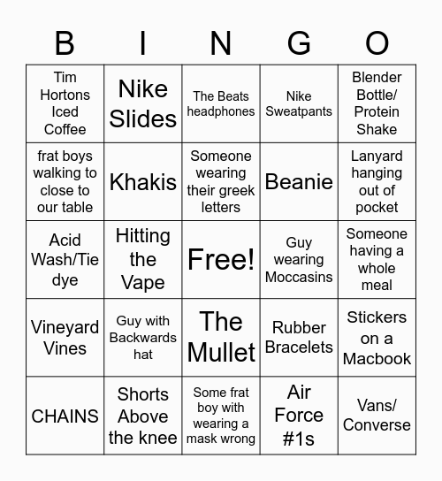 Lockwood Bingo Card