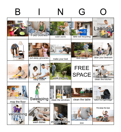 Chores at Home Bingo Card