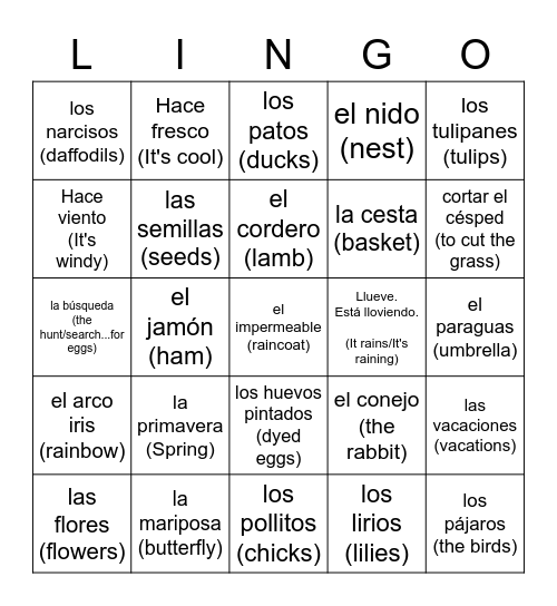 Lotería Primavera Bingo Card