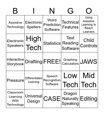 Assistive Technology  Bingo Card