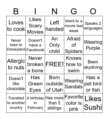 The most bestest bingo! Bingo Card