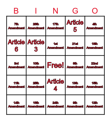 Constitutional Bingo Card