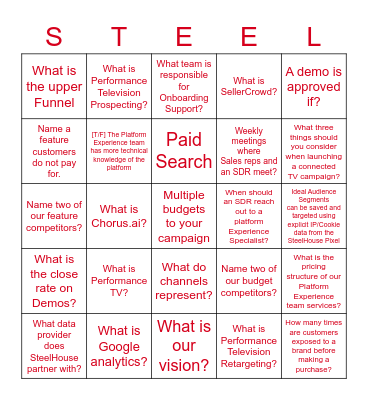 STEELHOUSE SCAVENGER BINGO Card