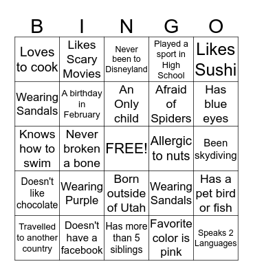 The most bestest bingo! Bingo Card