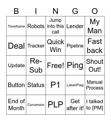 Lendio Sales Bingo Card