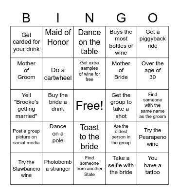 Brooke's Bachelorette Bingo Card