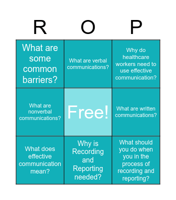 4:3 Effective  Communications Bingo Card