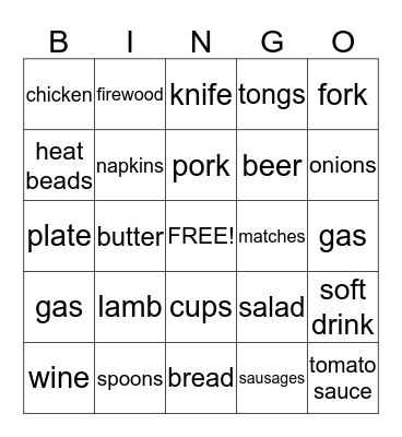 BBQ  Bingo Card