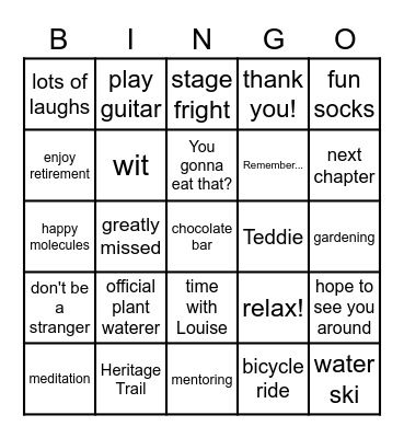 Dr. Dean Retires! Bingo Card