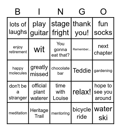 Dr. Dean Retires! Bingo Card