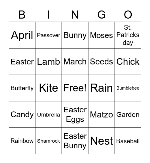 Spring Bingo Card