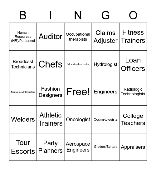 Career Bingo Card