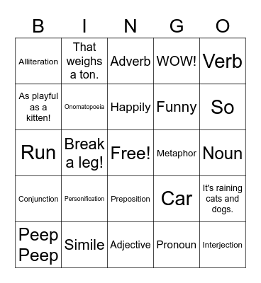 ELA Review Bingo Card