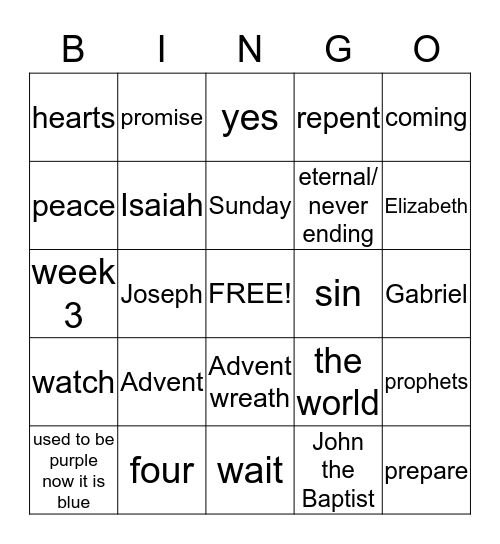 Advent Bingo Card