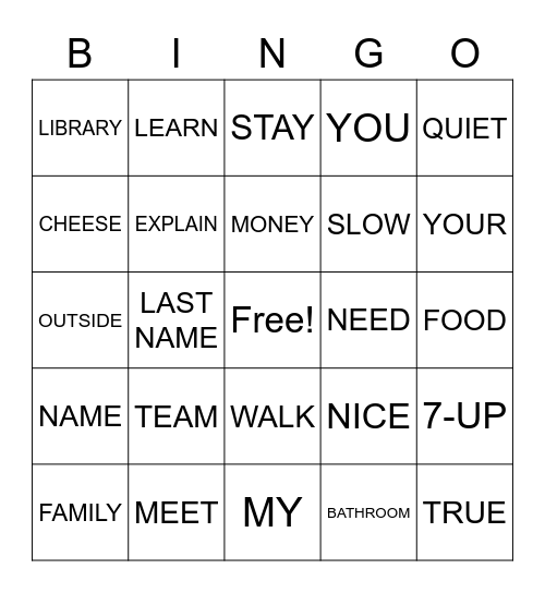 ASL Bingo Card