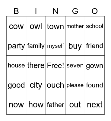 Lesson 25 Bingo Card