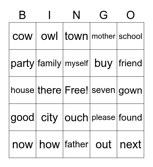 Lesson 25 Bingo Card