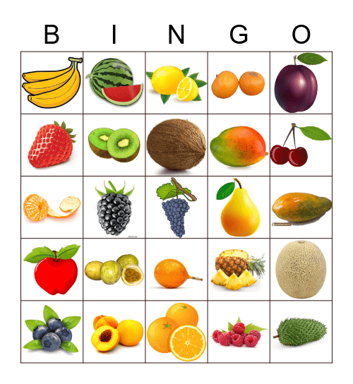 Fruits Bingo Card