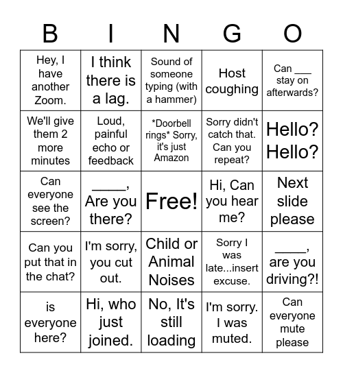 Conference Call Bingo Card