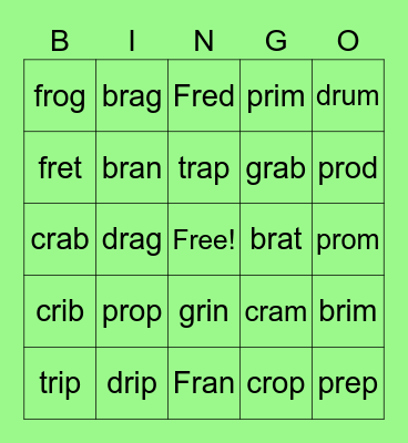 r blend bingo Card