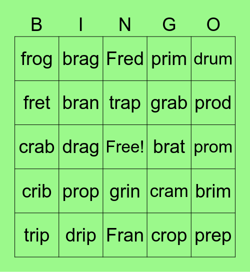 r blend bingo Card