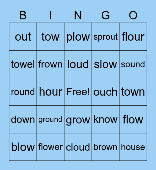 ou / ow Bingo Card