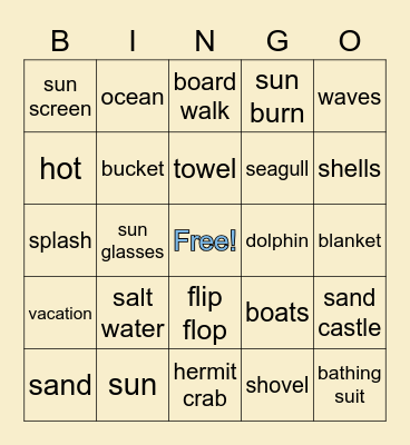 Mini-THON Beach Bingo! Bingo Card