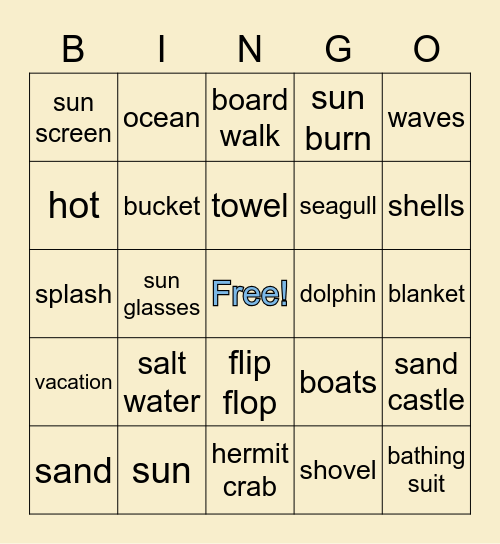 Mini-THON Beach Bingo! Bingo Card