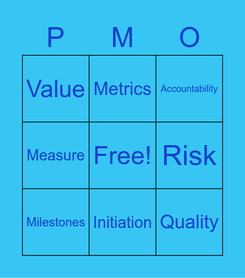 Quality & Benefits Metrics PMO Bingo Card