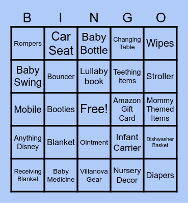 Kelli's Baby Shower Bingo Extravaganza Bingo Card