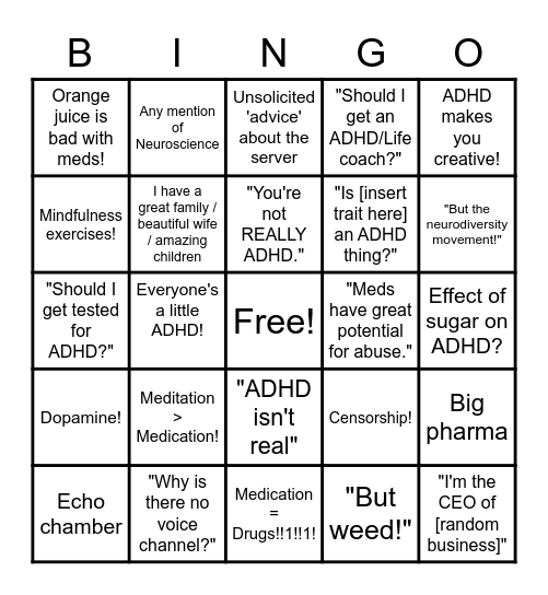 r/ADHD bingo! Bingo Card