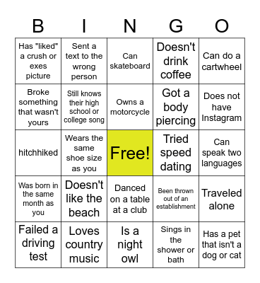 San Jose Get To Know You BINGO Card