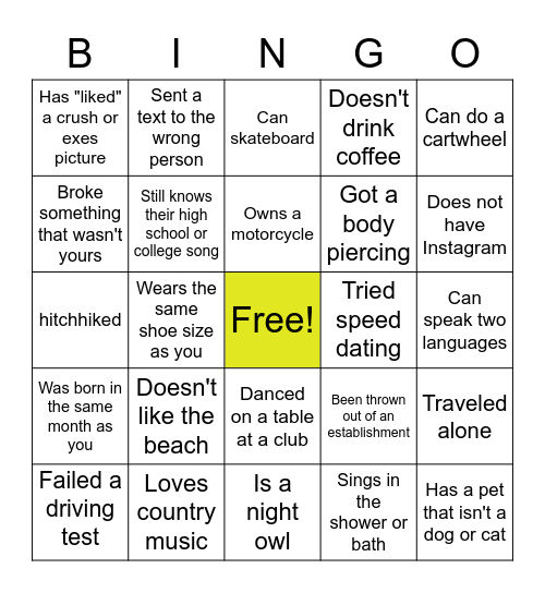 San Jose Get To Know You BINGO Card
