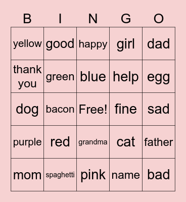AMERICAN SIGN LANGUAGE Bingo Card