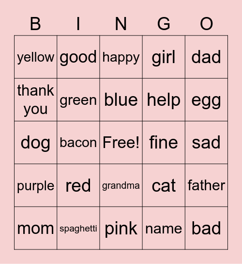 AMERICAN SIGN LANGUAGE Bingo Card