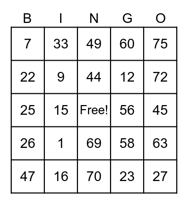 Jherome Domingo Bingo Card