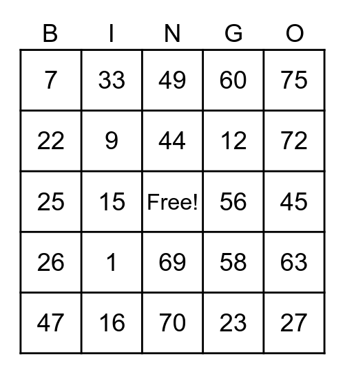 Jherome Domingo Bingo Card