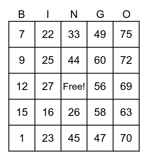 Jherome Domingo Bingo Card