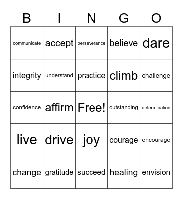 Motivational Bingo Card