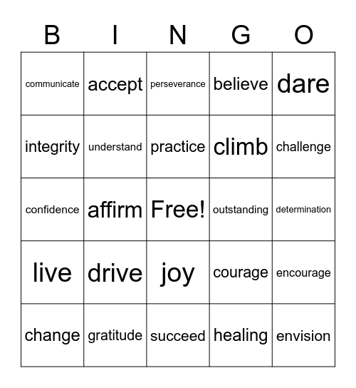 Motivational Bingo Card