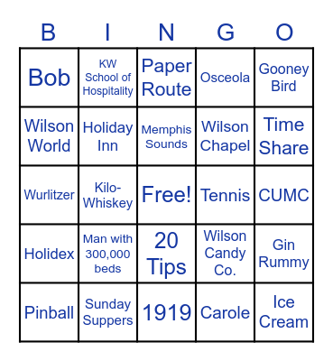 Kemmons Day Bingo Card